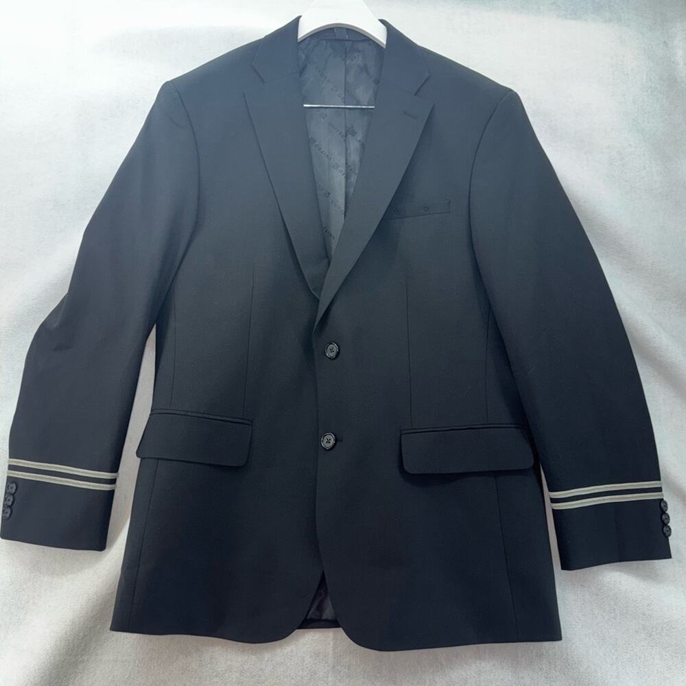 EUC United Airlines Wool Blend Pilot Flight Attendant Mens Blazer Black 42Reg